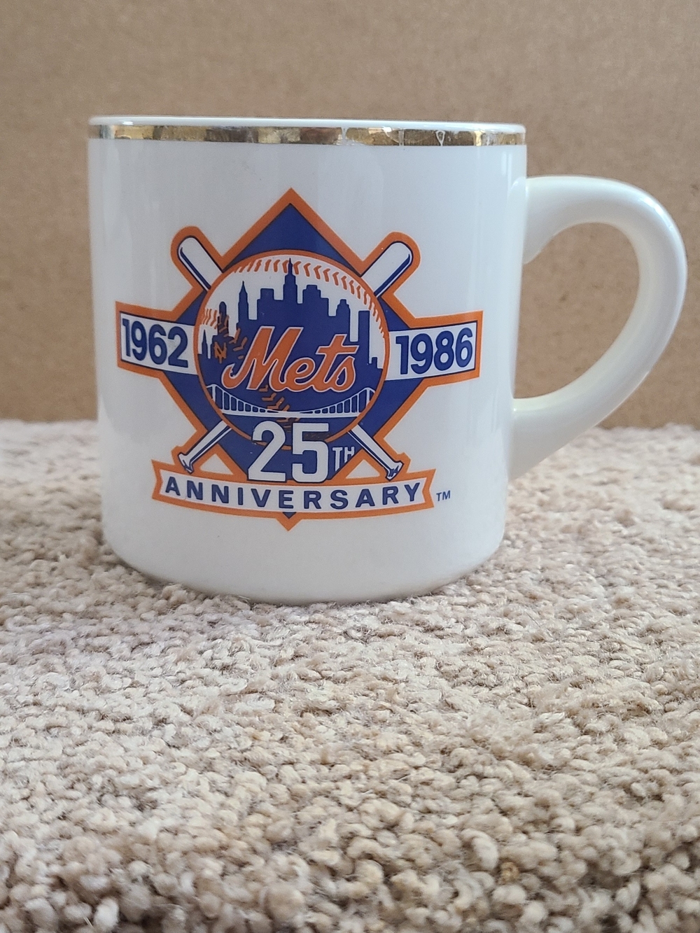 New York Mets 25th Anniversary World Series White Ceramic Coffee Mug
